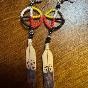 Handcrafted Beaded Peace Sign Earrings